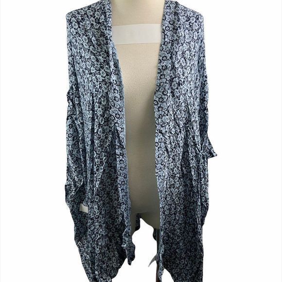 NWT TREASURE + BOND Blue Floral Long Cardigan (O/S) - Picture 9 of 9